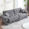 90.5 Modular Cloud Sofa 2 Seater Couch Oversized Loveseat with Armrest Pillow Comfy Tufted Couch Deep Seat Love Seats for Living Room Apartment Small Space- Grey