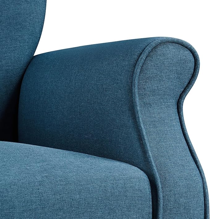 Yaheetech Modern Armchair Mid Century Accent Chair with Sturdy Wood Legs and High Back for Small Space Upholstered Fabric Sofa Club Chair for Living Room/Bedroom/Office Set of 2 Navy Blue