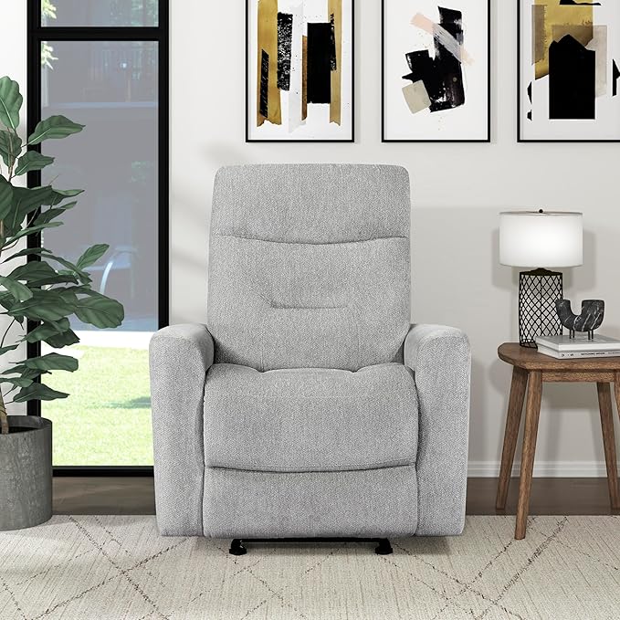 Lexicon Glider Recliner Chair Living Room Reclining Sofa Chair Home Theater Seating Nursery Glider Recliner Manual Recliner Sofa Chair for Living Room/Office/Apartment Grey