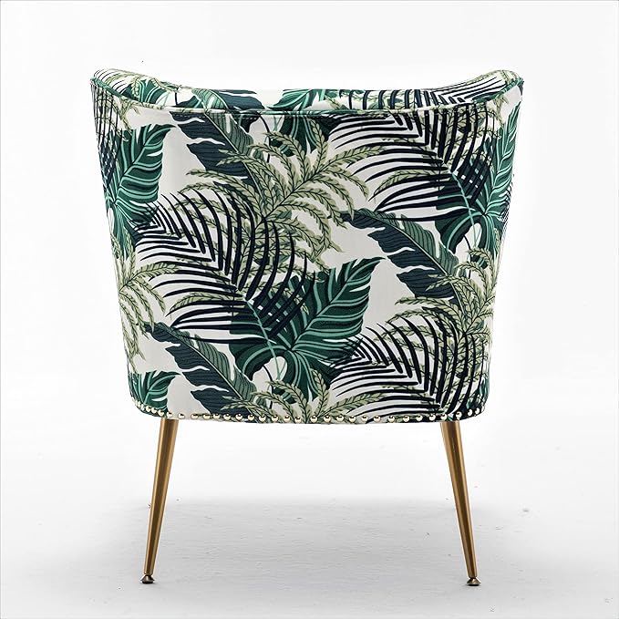 Thia Armless Accent Chair for Living Room Elegant Seat with Nailhead Trim Gold Metal Legs and Comfortable Curved Back 28 D x 25 W x 29.5 H 01 Floral Print