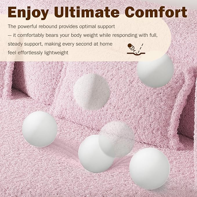 2 in 1 Convertible Compressed Sofa Bed 54'' Modern Boneless Loveseat Sleeper in a Box Floor Mattress Futon Couch No Assembly Needed Space Saving Light Pink 2 Pillows Full for Small Apartment