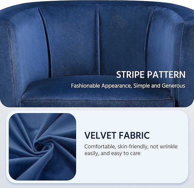 Topeakmart Velvet Club Chair Elegant Style Accent Chair Upholstered Armchair for Living Room Reception Room Bedroom Blue