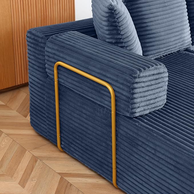 145 inch Modern Sectional Couch for Living Room Oversized Cloud Boneless Couch with Freely Movable Armrest and Fixed-Shape Frame Blue Modular Sofa U Shape Couches | No Assembly Required Free Combin