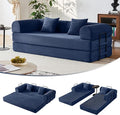 79'' Convertible Sofa Bed 5-in-1 Folding Corduroy Sleeper Couch with Pull Out Bed Oversized Modular Floor Sofa No Assembly Space-Saving Guest Bed for Apartment Living Room Bedroom (Blue) | Convert