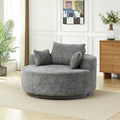 KEIKI 55 Oversized Swivel Accent Chair Chenille Barrel Chairs Upholstered Round Swivel Chair Single Sofa Armchair Sleeper Chair for Living Room Lounge Grey