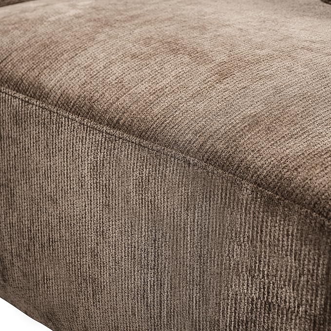 140 Modern Curved Sectional Sofa with High-Density Fully Compressed Sponge and Chaise Lounge 3-Piece Set Fully Assembled Right Hand Facing Perfect for Living RoomLounge (Brown#84)