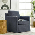 Modway Serene Swivel Accent Armchair in Slate Blue - Modern Fabric Upholstered Chair - Slipcovered Armchair - Swivel Chair for Living Room or Bedroom