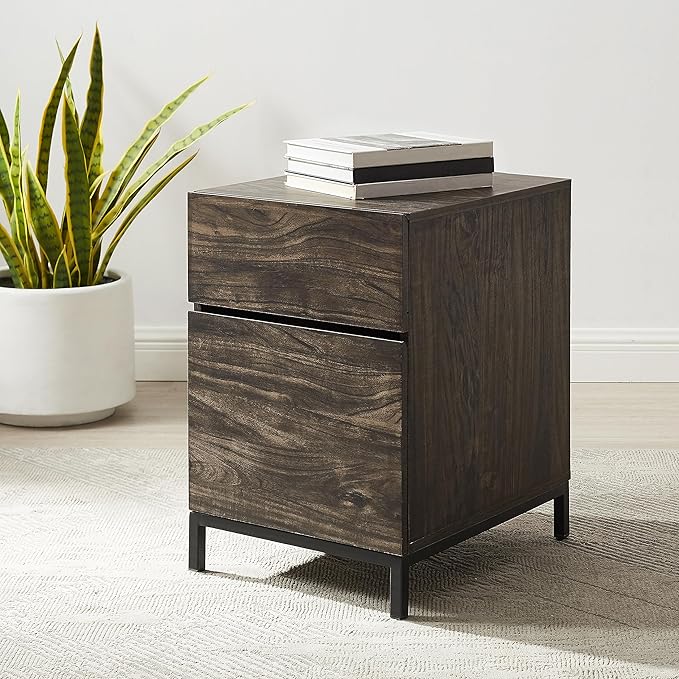 Crosley Furniture Jacobsen File Cabinet for Home Office Organization and Filing Storage Brown