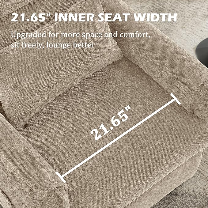 Power Recliner Chair Small Recliners for Small Spaces Electric Recliner Chairs for Adults with Remote Pillow and Side Pockets Reclining Chair with Memory Function Living Room Chenille