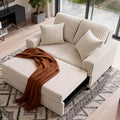3 in 1 Convertible Sofa Bed52.8 Pull Out Couch with 2 Pillows and Side PocketsModern Corduroy Fabric Sleeper Loveseat with Adjustable Backrest for Living Room Bedroom Apartment (Beige Corduroy)