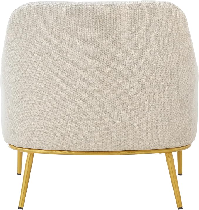 Christopher Knight Home Justin Modern Accent Chair with Metal Legs Chenille Upholstered Lounge Chair Indoor Curved Backrest Armchair Soft Cushion Seating for Living Room Reading Home Beige