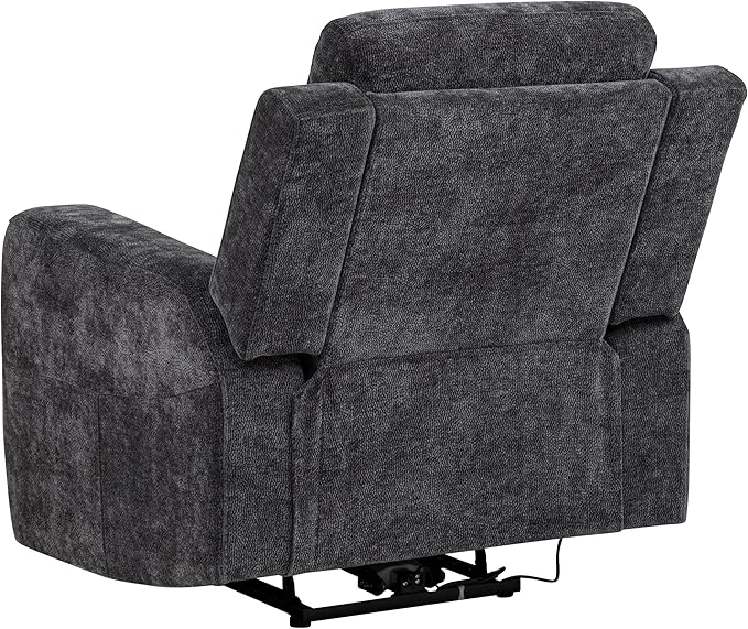 Coaster Home Furnishings - Kennett - Chenille Upholstered Power Recliner Chair with Push-Button Mechanism Built-in Ports Padded Headrest - Living Room - Dark Grey - 610156P