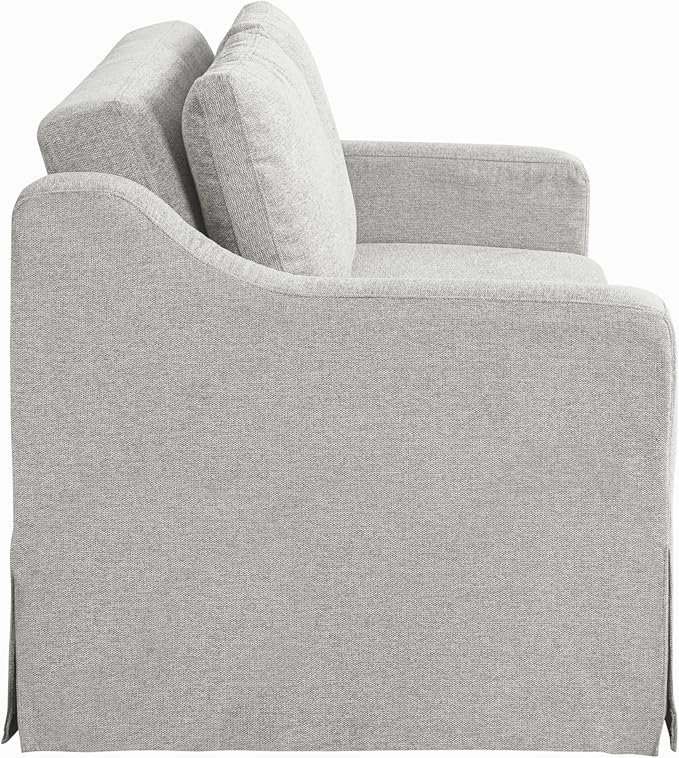 Serta Hawthorne 66.1 Slipcovered Convertible Sleeper Loveseat Full Size Dreamcoil Comfort FingerGuard Pinch Point Protection Polyester Tweed Fabric Linen