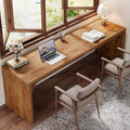 Tribesigns 78.7 Inches Long Computer Desk Wooden Extra Long Desk 2 Person Large Writing Table for Home Office Brown