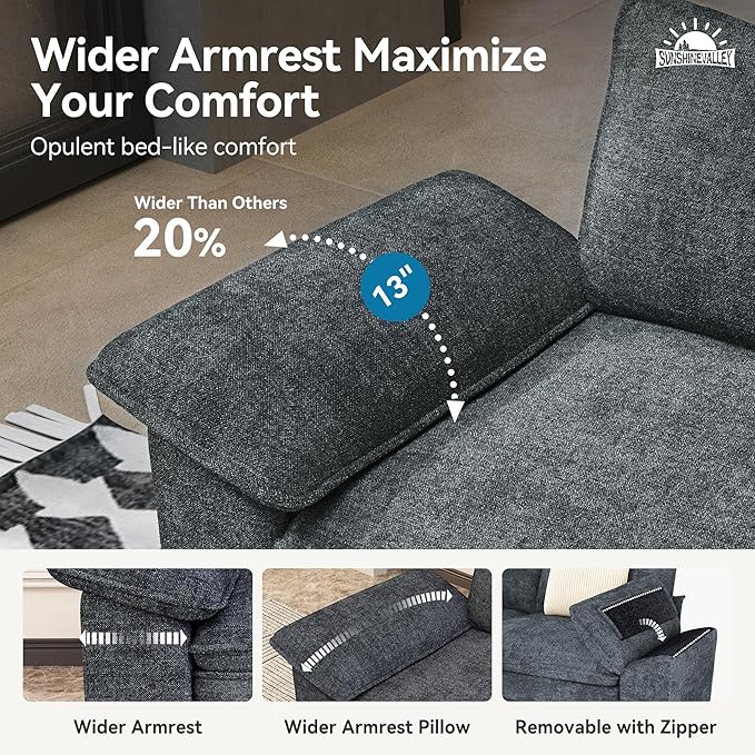 U Shaped Modular Cloud Couch 157.5'' Oversized Chenille Sectional Sofa with Wider Armrest and Ottoman Upholstered 6-Seat Modern Deep Seat for Bedroom Living Room Cyan