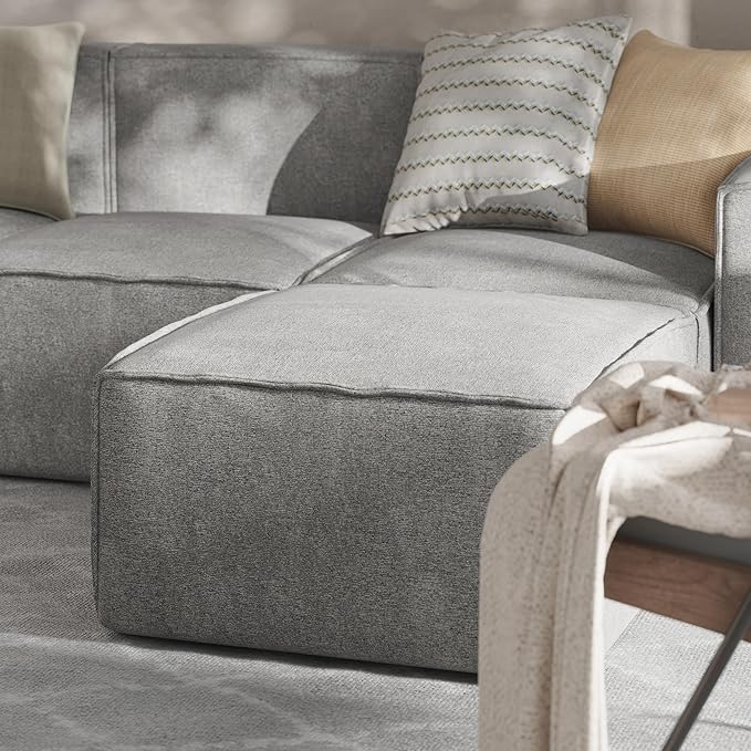 Flash Furniture Bridgetown Fabric Ottoman Module for Sectional Sofa Customizable Modular Couch Ottoman Gray