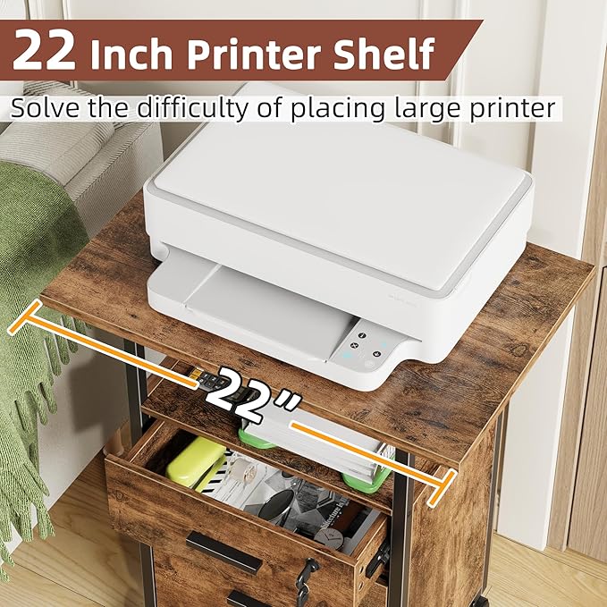 GYIIYUO 2 Drawer File Cabinet with 24'' Extended Desktop 2 Wood Drawer File Cabinet with 22'' Extended Desktop and Lock