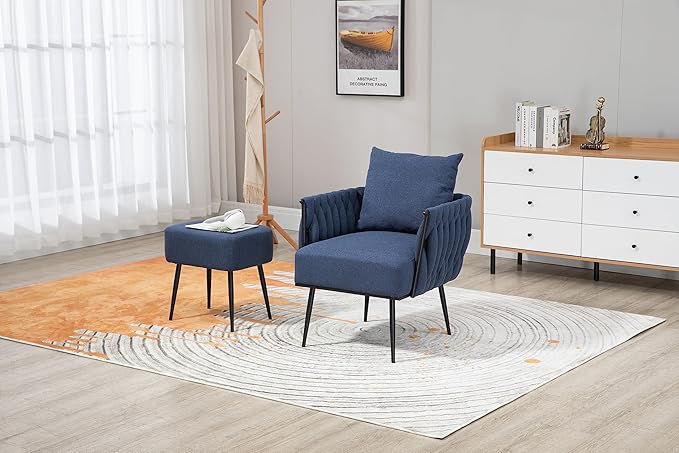 Velvet Accent Chair Modern Upholstered Armchair Tufted Chair with Metal Frame Single Leisure Chairs for Living Room Bedroom