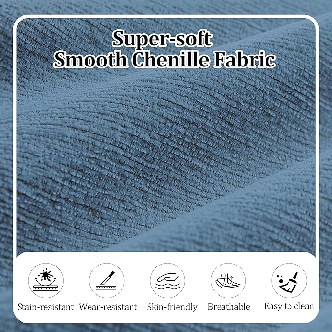 94.5'' Curved Modular Sectional Long Sofa Modern Cloud Boneless Deep Seat Couch in a Box Plush Chenille Compressed Upholstered Lounge Sofa for Living Room No Assembly Required Blue 2 Pillows
