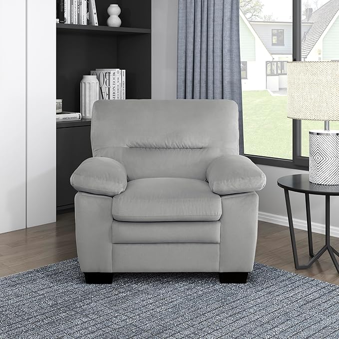 Lexicon Single Sofa Chair for Living Room Accent Chair Upholstered Armchair Comfy Chair for Bedroom/Office/Waiting Room Gray