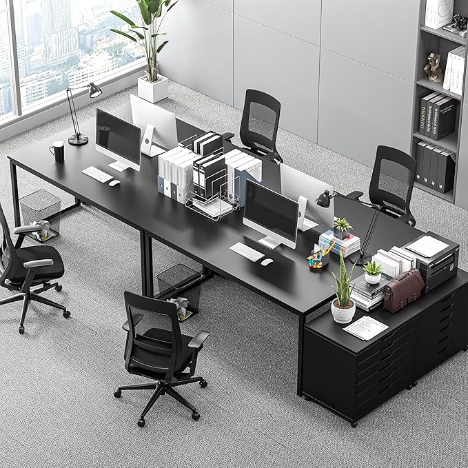 LEMY Computer Desk Sturdy Office Table Modern Simple Style Workstation Desks for Writing Home Office Black 55 Inch