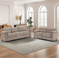 Corduroy Sofa SetUpholstered Loveseat and 3-Seater Couch with Plush Cushions and Rolled Arms Modern Living Room Furniture SetsBrown
