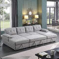 BEEY Sofa Bed 118 Oversized Sleeper Sectional Sofa with Storage Chaise U Shaped Sectional Couch with Pull Out Bed 6 Seater Pull Out Couch Bed for Living Room Bedroom (Light Grey_4 Seater)