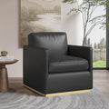 Swivel Barrel Chair Premium Comfy Round Accent Chair for Living Room Mid Century Modern Reading Chair for Adults Armchair for Small Spaces Bedroom Side Chairs for Home/Office/Leather Black