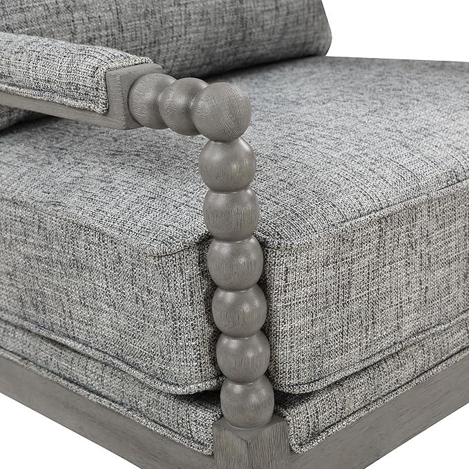 OSP Home Furnishings Abbott Spindle Accent Chair with Padded Spring Seat and Brushed Grey Base Graphite Fabric