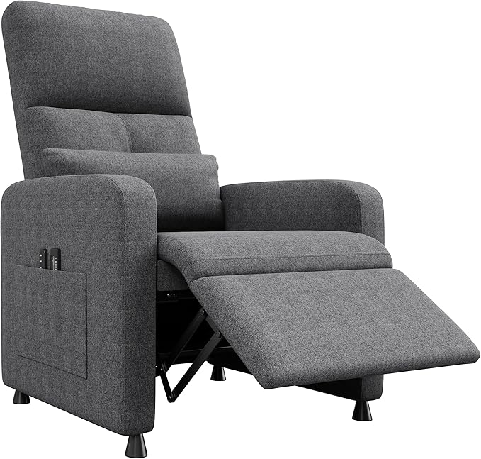 Power Recliner Chair Adjustable Electric Reclining Chair for Adults Overstuffed Tall Back Sofa with Padded Seat 2 Side Pockets &amp USB Port Home Theater Seating for Living Room - Gray