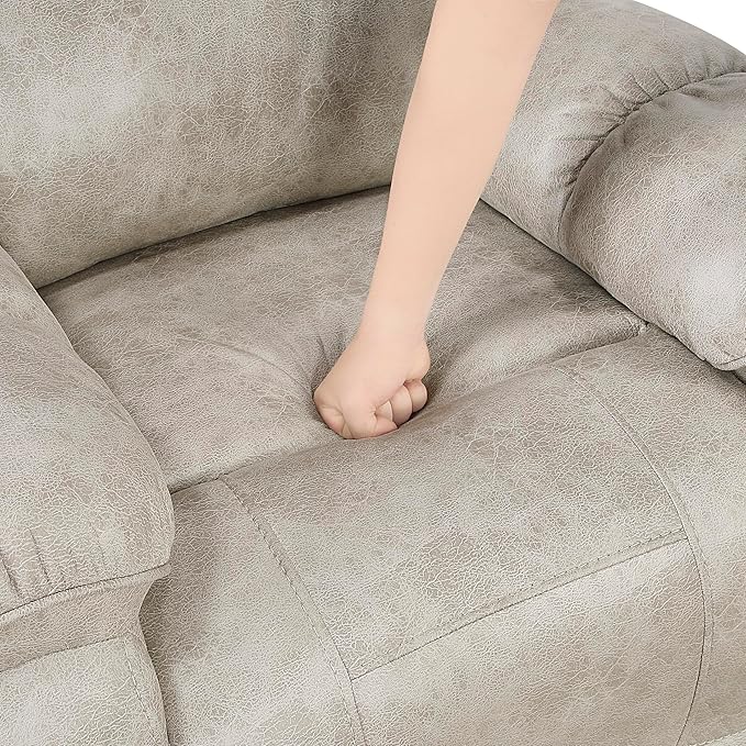 Lexicon Manual Double Reclining Loveseat Polished Microfiber Manual Wall Hugger Loveseat Recliner for Living Room Center Storage Console/Cup Holders/Pillow Top Arm Easy Assembly Pewter