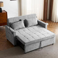 56.9 Loveseat Pull-Out Sofa Bed Chenille Sleeper Sofa Couch with a Reversible Backrest Cushion Side Pockets Two USB Ports and a Phone Holder for Living Room (Grey1)