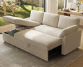 PaPaJet Sofa Bed Sleeper Sofa with Storage Chaise L Shaped Sofa with Pull Out Bed Oversized Sofas for Living Room Beige