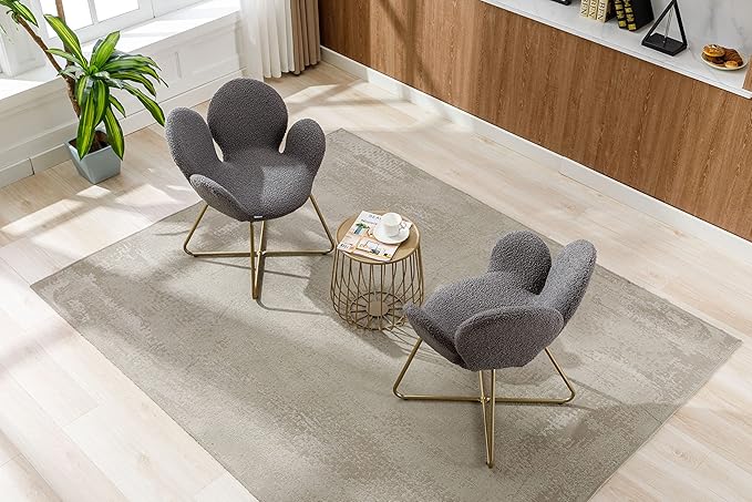 Modern Velvet Accent Chair Comfy Cute Upholstered Vanity Desk Chair wMetal Legs Soft CushionArmchair for Living Room 2PCSet