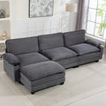 113 Cloud Sectional Couch Modular L Shaped Sofa with Movable Ottoman Comfy Corduroy Deep Seat Sofa with Cup Holders Storage Bags Couches for Living Room