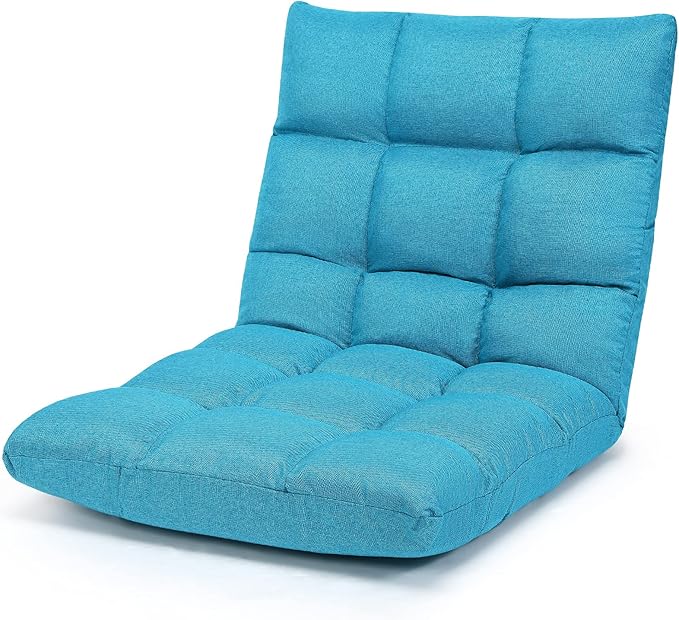 Giantex Floor Sofa Chair Video Gaming Chair with 14 Adjustable Position Padded Back Support Floor Cushioned Seat Folding Lazy Chair for Meditation Reading Watching Living Room Recliner(Turquoise)