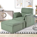 Snowflake Fleece Oversized Accent Chair with Storage Ottoman - 26.57 Wide Deep Seat Reading Chair Convertible Daybed 400lbs Capacity for Living Room &amp Apartment (Green)