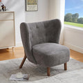Scott Living Aurora Boucle Upholstered Wingback Accent Chair Solid Wood Living Room Slipper Chair Bedroom Comfy Reading Chair Dark Grey
