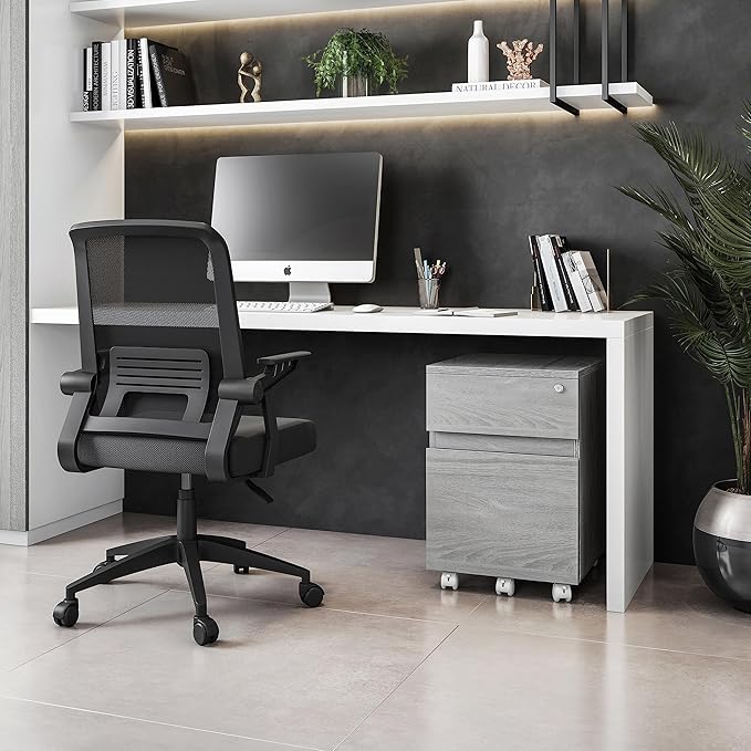 Techni Mobili Rolling Lock and Storage 2 Drawer Vertical Filing Cabinet 15.75 L x 17.75 W x 23 HGrey