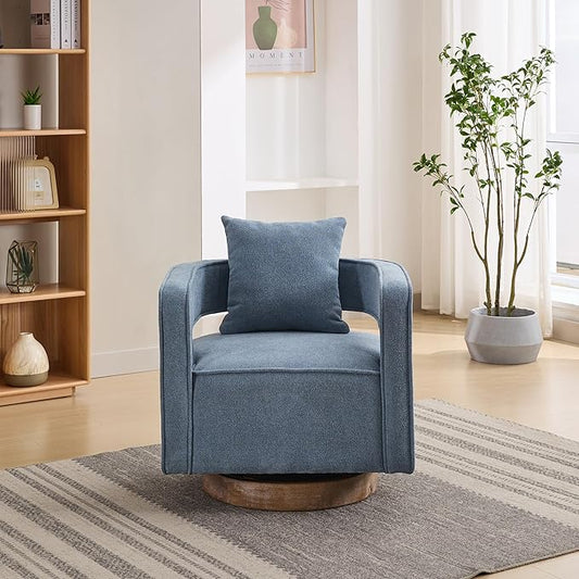 KEIKI Swivel Accent Chair Comfy Sofa with Open Back Club Chair Leisure Seat for Lounge for Nursery Bedroom Living Room Hotel Office Blue