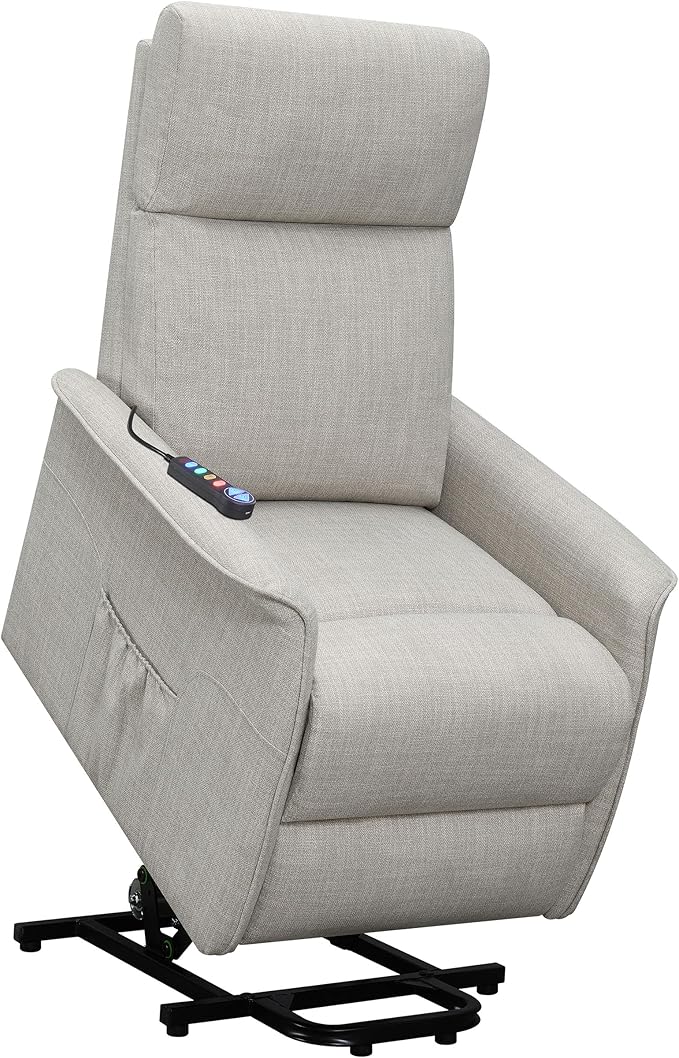 Coaster Home Furnishings - Henrietta - Fabric Upholstered Power Lift Massage Chair with Heat &amp Massage Functions USB Charging Port and Wired Remote - Living Room - Beige - 609407P