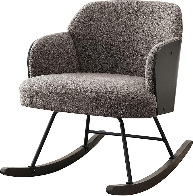 Coaster Home Furnishings - Paige - Wood - Upholstered Rocking Chair with Boucle Fabric Metal Legs and Foam Seat - Living Room or Nursery - Taupe - 602626
