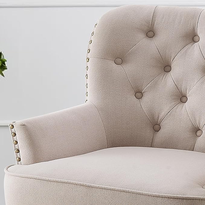 Rosevara Atlas Accent Chairs for Living Room Furniture Living Room Chairs Reading Chair for Room Arm Chairs for Living Room Comfy Chair for Bedroom Small Accent Chairs for Bedroom Velvet Snow Beige