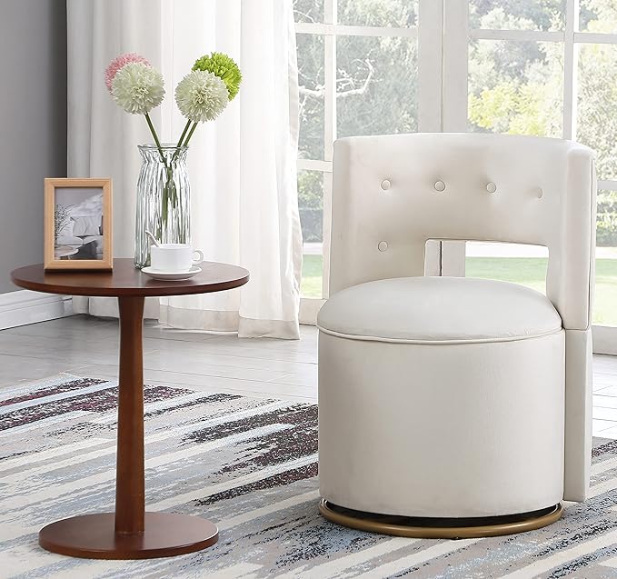 360° Swivel Accent Chair with Storage Function Velvet Curved Chair with Gold Metal Base for Living Room Nursery Bedroom [Video]