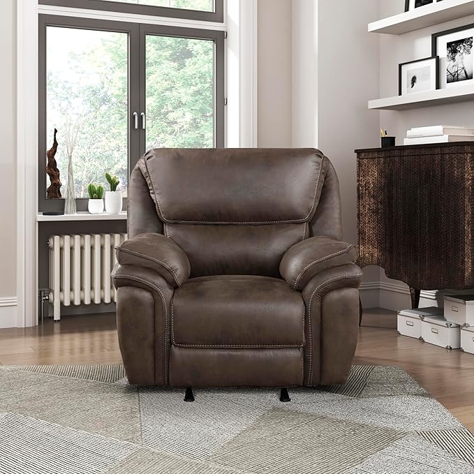 Lexicon Dorritt Microfiber Manual Rocker Reclining Chair Brown