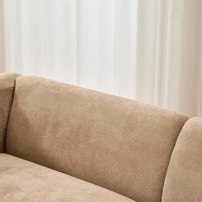 Christopher Knight Home Ahri 83'' Wood Frame Lounge Sofa Couch with Wave Design Soft Seating 3-Seater Sofa with Armrests Comfy Velvet Upholstered Home Sofa for Living Room and Office Camel