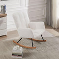Modern Rocking Chair with High Backrest Armrests Ergonomic Design Lounge Recliner Chair for Living Room Bedroom Playroom Beige Without Soft Seat