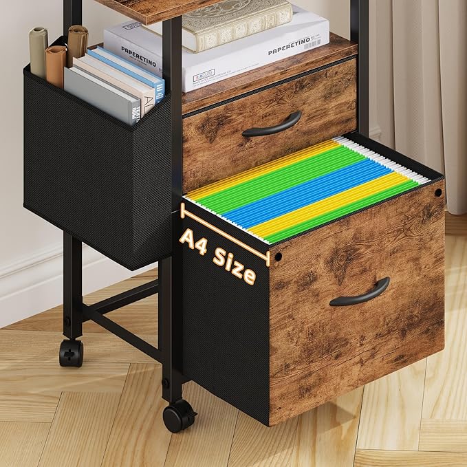 GYIIYUO 2 Drawer File Cabinet with 24'' Extended Desktop 2 Wood Drawer File Cabinet with 22'' Extended Desktop and Lock