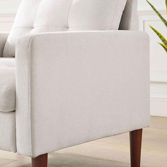 Modern Fabric Single Sofa Chair Living Room Chair Comfortable Armchair with Solid Wood Legs Tufted Chair for Reading or Lounging