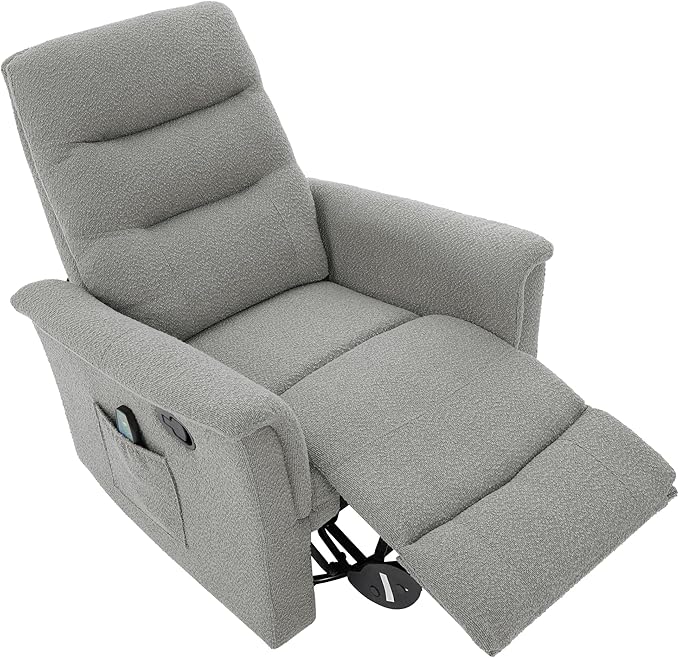 Manual Recliner Chair with Two Adjustable Positions Rocking and Swivel Recliner Rocking Recliner Massage Recliner with 8-Point Massage Function and Adjustable Backrest for Living Room (Grey15)